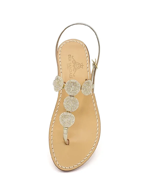 Fari di Capri 5C Platinum Gold Sandals with laminated leather straps
