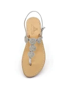 Fari di Capri 5C Platinum Sandals with Silver-Laminated Leather Straps