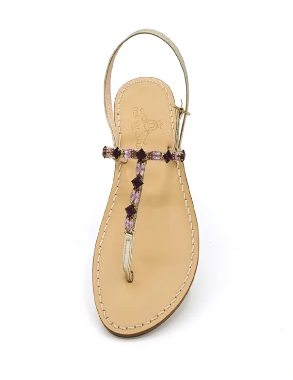 Marechiaro Jewel Sandals in Platinum-Laminated Leather