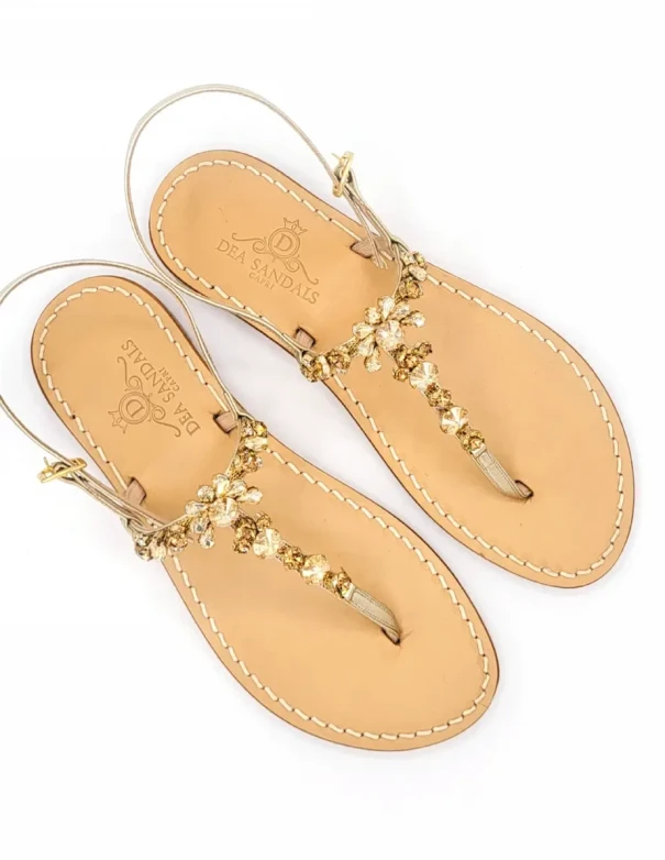Sebeto Jewel Sandals in Platinum-Laminated Leather