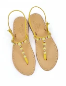 Linear Yellow Jewel Sandals in yellow suede