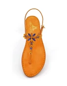 Orange Rays Suede Jewel Sandals