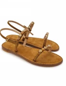 Brown Square Jewel Sandals Memory Soft Sole in Brown Suede