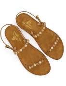 Brown Square Jewel Sandals Memory Soft Sole in Brown Suede
