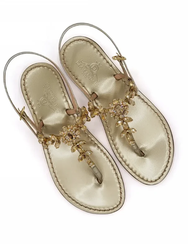 Marina Grande Gold Sandals in platinum-gold laminated leather