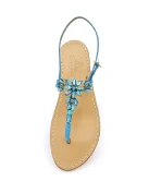 Turquoise Rays Jewel Sandals in turquoise suede