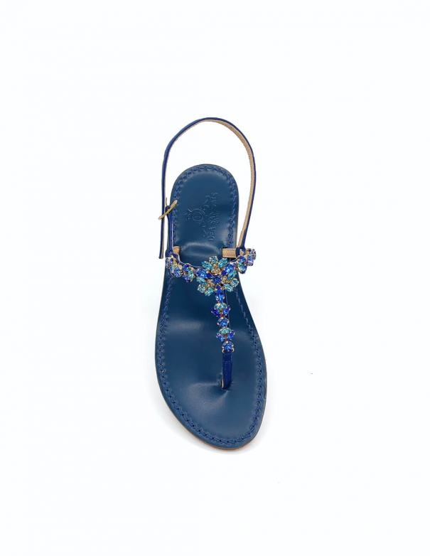 Viale Botteghe Blu SB flip flops sandals in Blue nappa leather