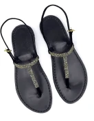 Crystal Fabric Jewel Sandals in black suede