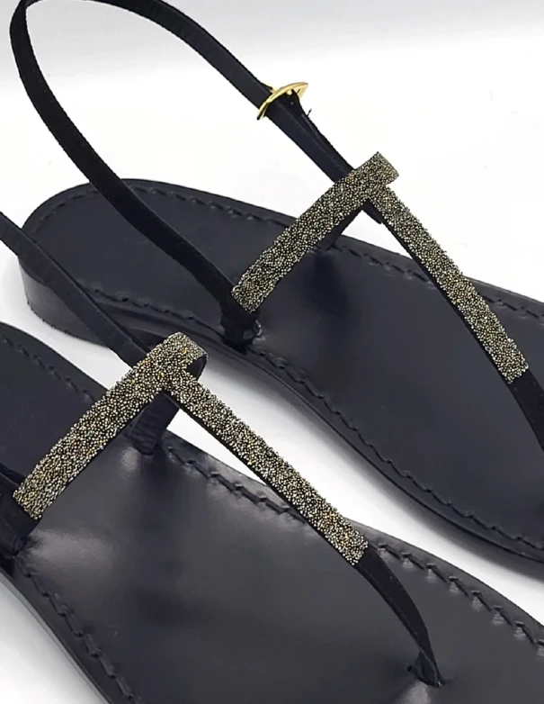 Sandali Gioiello Crystal Fabric Nero SN