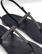 Sandali Gioiello Crystal Fabric Nero SN