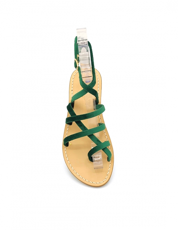 Green Velvet Gladiator Sandals