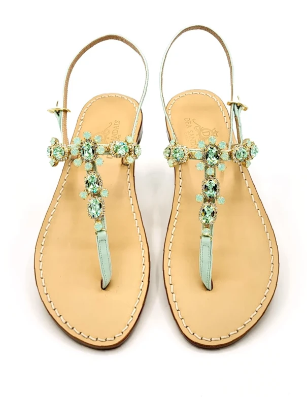 Sandali Gioiello Via Krupp Camoscio Verde Acqua 2