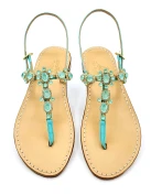 Krupp Green Water Jewel Sandals with Leather Soles
