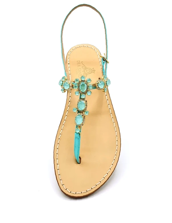 Sandali Gioiello Krupp Pelle Verde Acqua