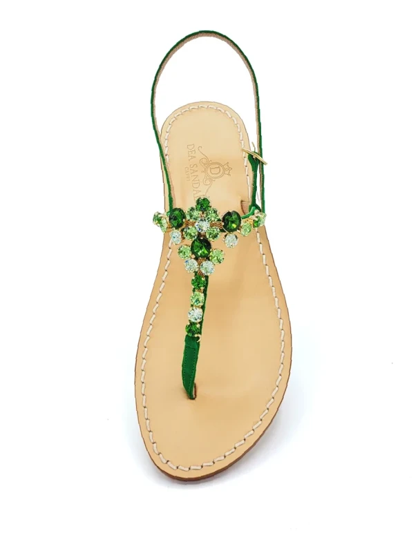 Costa Smeralda Green Suede Jewel Sandals