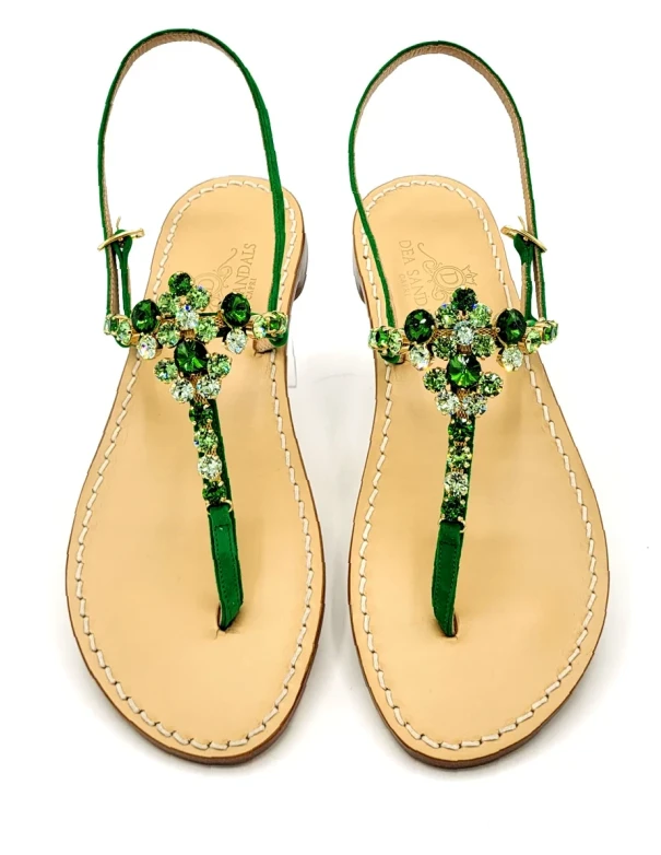 Costa Smeralda Green Suede Jewel Sandals 2