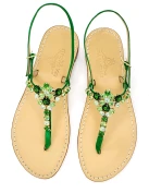 Costa Smeralda Green Suede Jewel Sandals