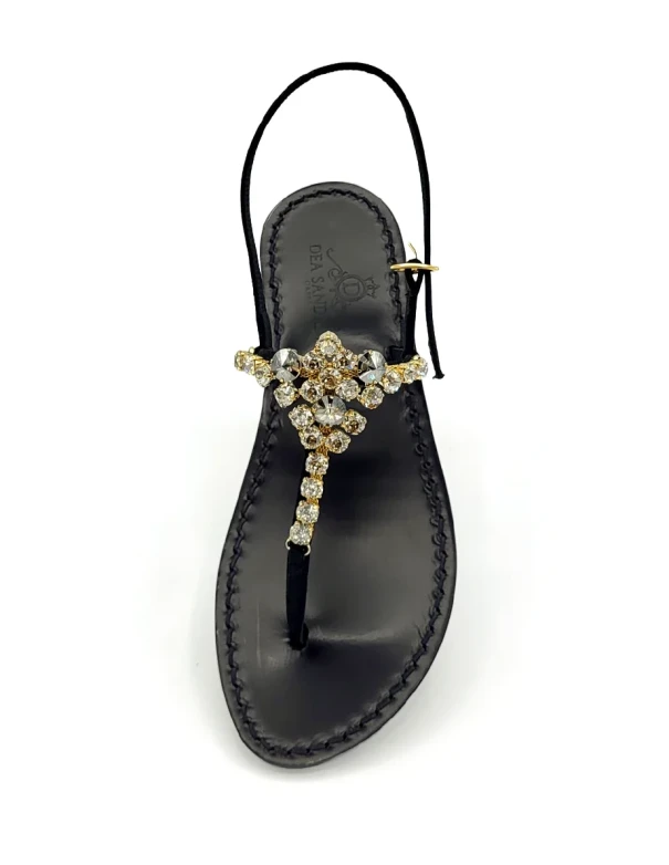 Costa Smeralda black suede sandals with black soles
