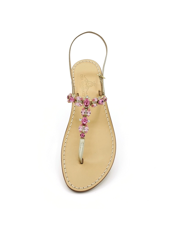 Genuine leather sandals decorated with multicoloured on sale Swarovski crystalsHandmade in Greece