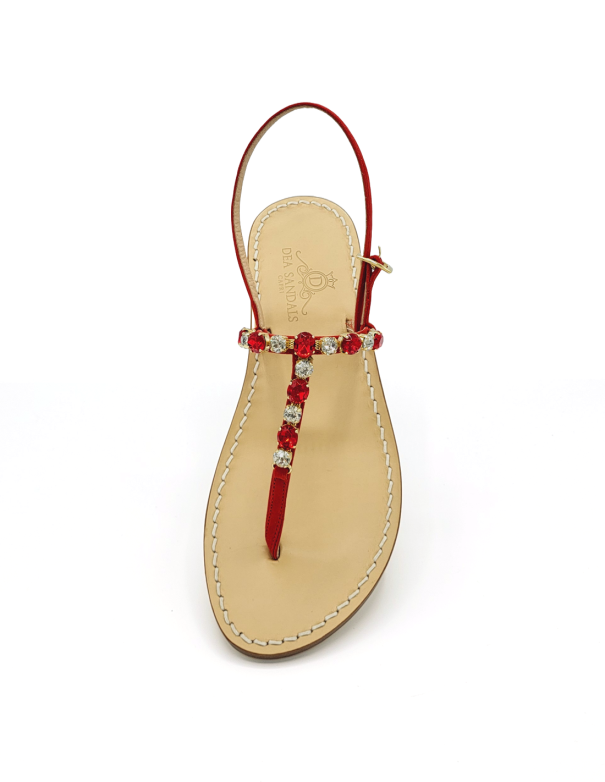 Gold Red Capri sandals