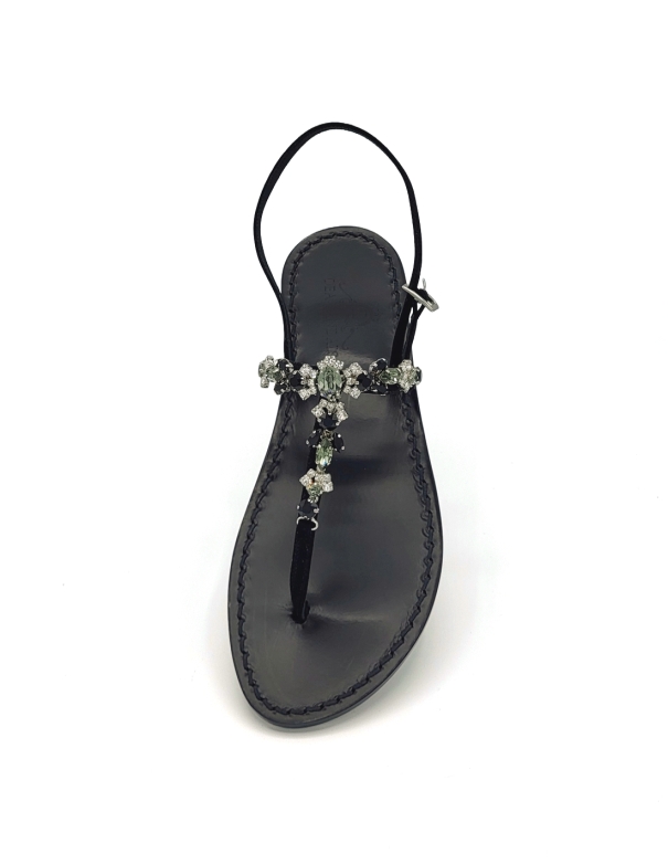 Napoli Black Gray Jewel Sandals