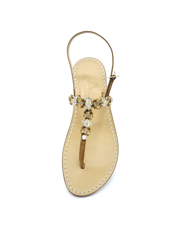 Pizzolungo Amber Gold Jewel Sandals