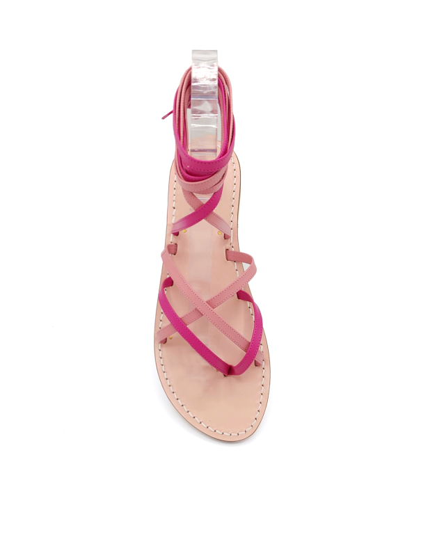 Pink Leather Gladiator Sandals