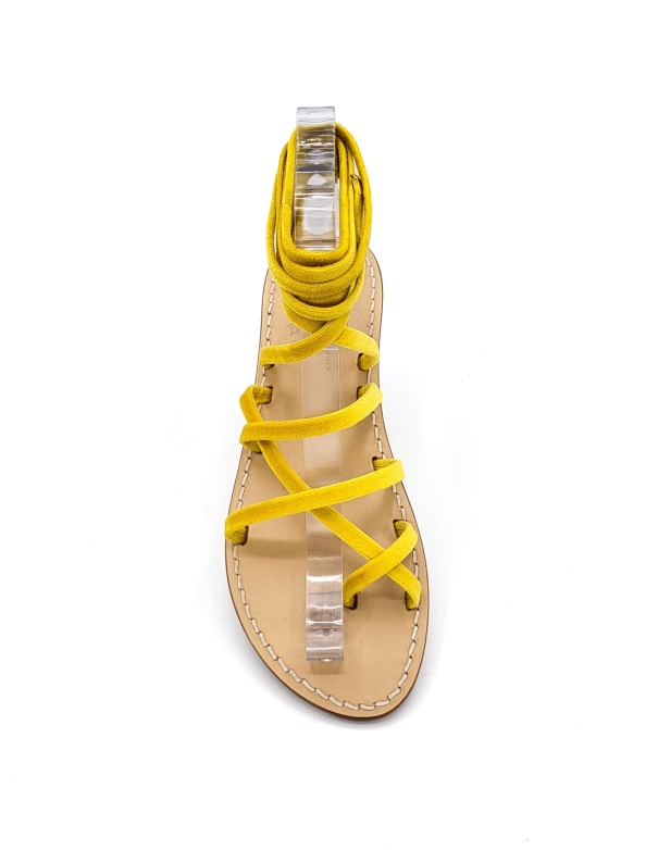 Yellow Velvet Gladiator Sandals