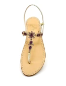 Via Krupp Platinum Purple Laminated Leather Jewel Sandals