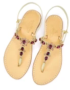 Via Krupp Platinum Purple Laminated Leather Jewel Sandals