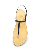 Crystal Fabric Blue Leather Sandals with Swarovski Crystals