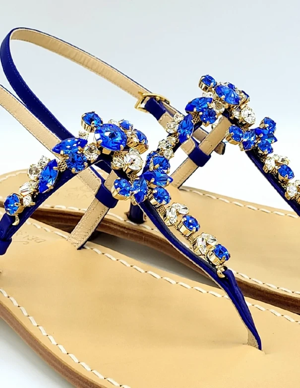 Scopolo Sapphire Blue Jewel Sandals with Blue Leather Straps