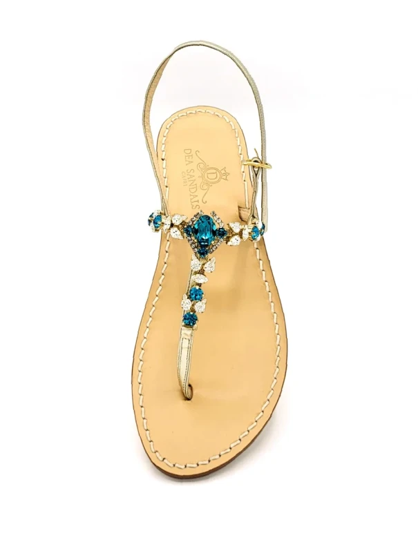 Parthenope Jewel Sandals in Platinum-Laminated Leather