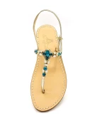 Parthenope Jewel Sandals in Platinum-Laminated Leather