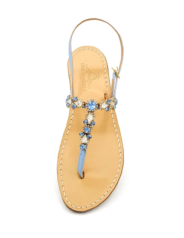 Queen Jewel Sandals in Sky Blue Leather