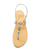 Queen Jewel Sandals in Sky Blue Leather