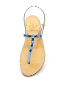Linear Jewel Sandals in Light Blue Leather