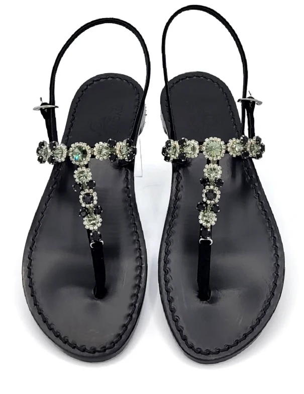 Queen Jewel Sandals in Black Suede