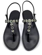 Queen Jewel Sandals in Black Suede