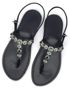 Queen Jewel Sandals in Black Suede