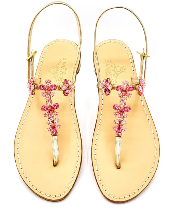 Narciso Jewel Sandals in Platinum-Laminated Leather 2