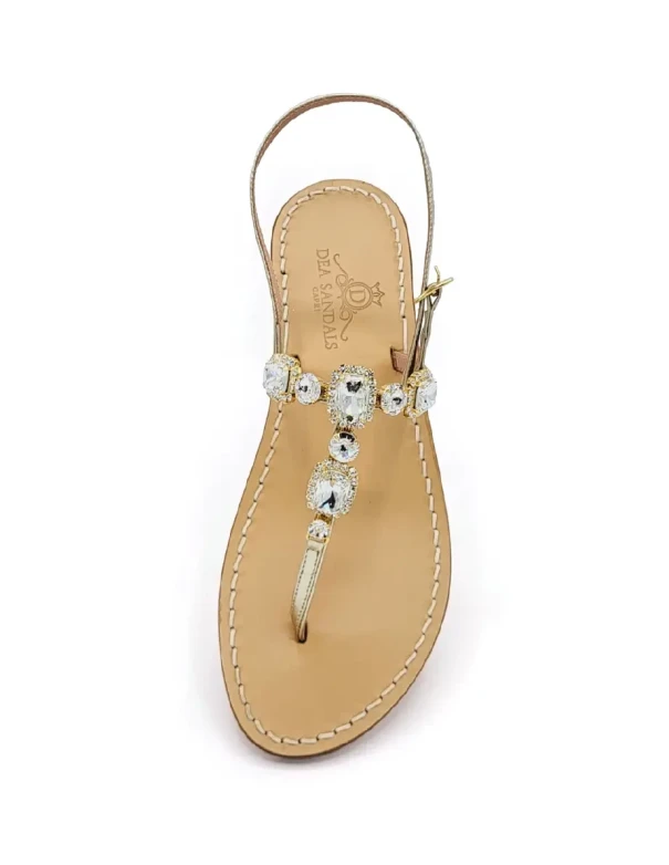 Catullo Jewel Sandals in platinum-gold laminated leather