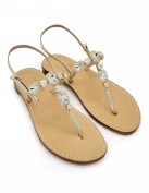 Catullo Jewel Sandals in platinum-gold laminated leather