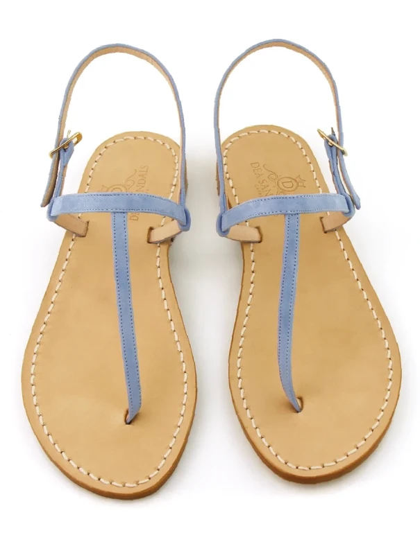Capri Sandals in Serenity Blue Suede, Handmade Capri Sandals