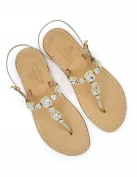 Catullo Jewel Sandals in platinum-gold laminated leather