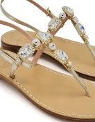 Catullo Jewel Sandals in platinum-gold laminated leather