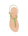 Apple Green Leather Capri Sandals with Jewel Accents
