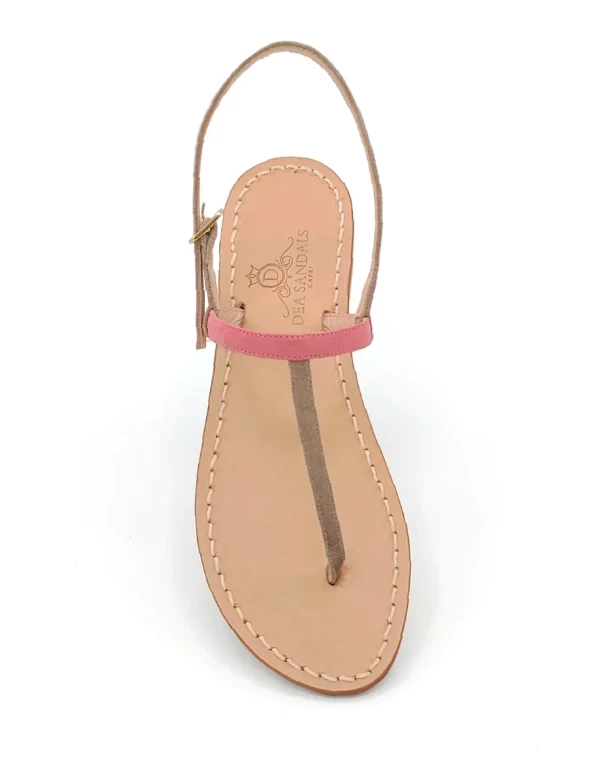 Capri Sandals Pink Taupe Suede with a natural leather sole