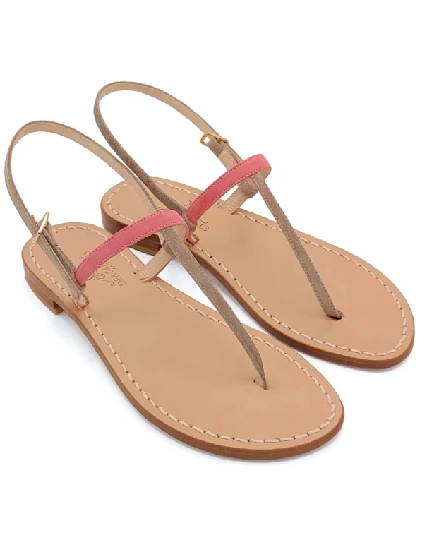 Capri Sandals Pink Taupe Suede with a natural leather sole