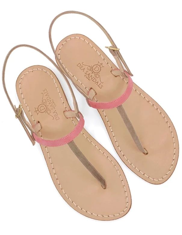 Capri Sandals Pink Taupe Suede with a natural leather sole